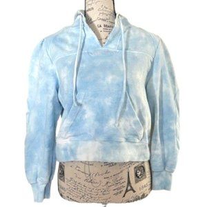 Love ShackFancy Kirby Blue Tie Dye Cropped Hoodie 3/4 Sleeves